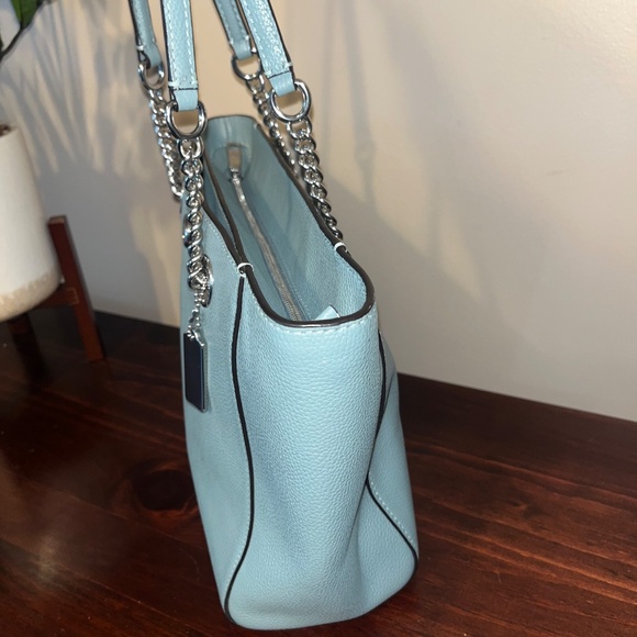Coach Turnlock Chain Tote 27 57107 Chambray Blue - Picture 2 of 7